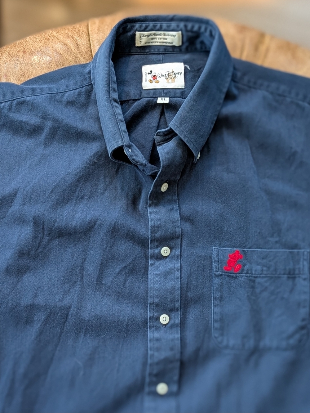 Disney Vintage Walt Disney World Button Down Cotton Long Sleeve Shirt Men XL